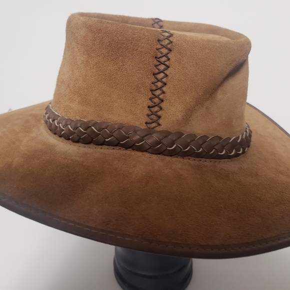 Vintage CaliforLeather Company San Zeno Handcrafted Leather Adventure Hat *Good* - Picture 2 of 8
